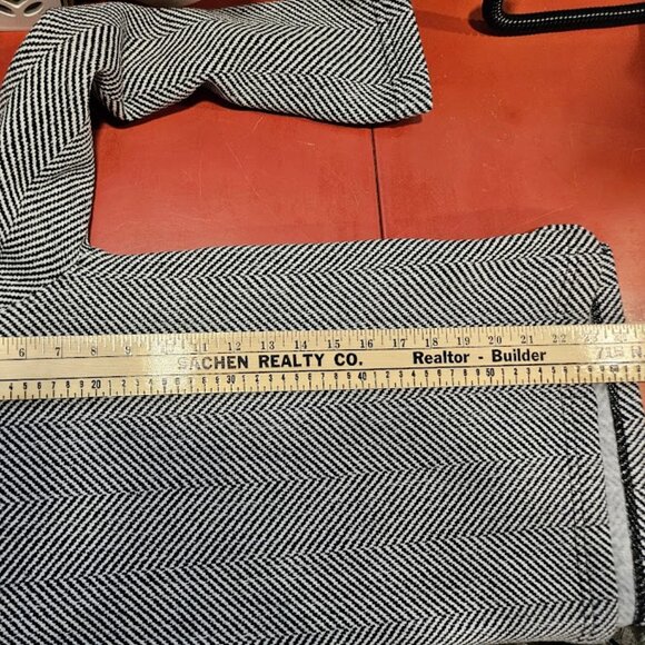 J. Crew Turtleneck Fleece Lined Sweater Black White Herringbone Small Chic - Picture 8 of 11